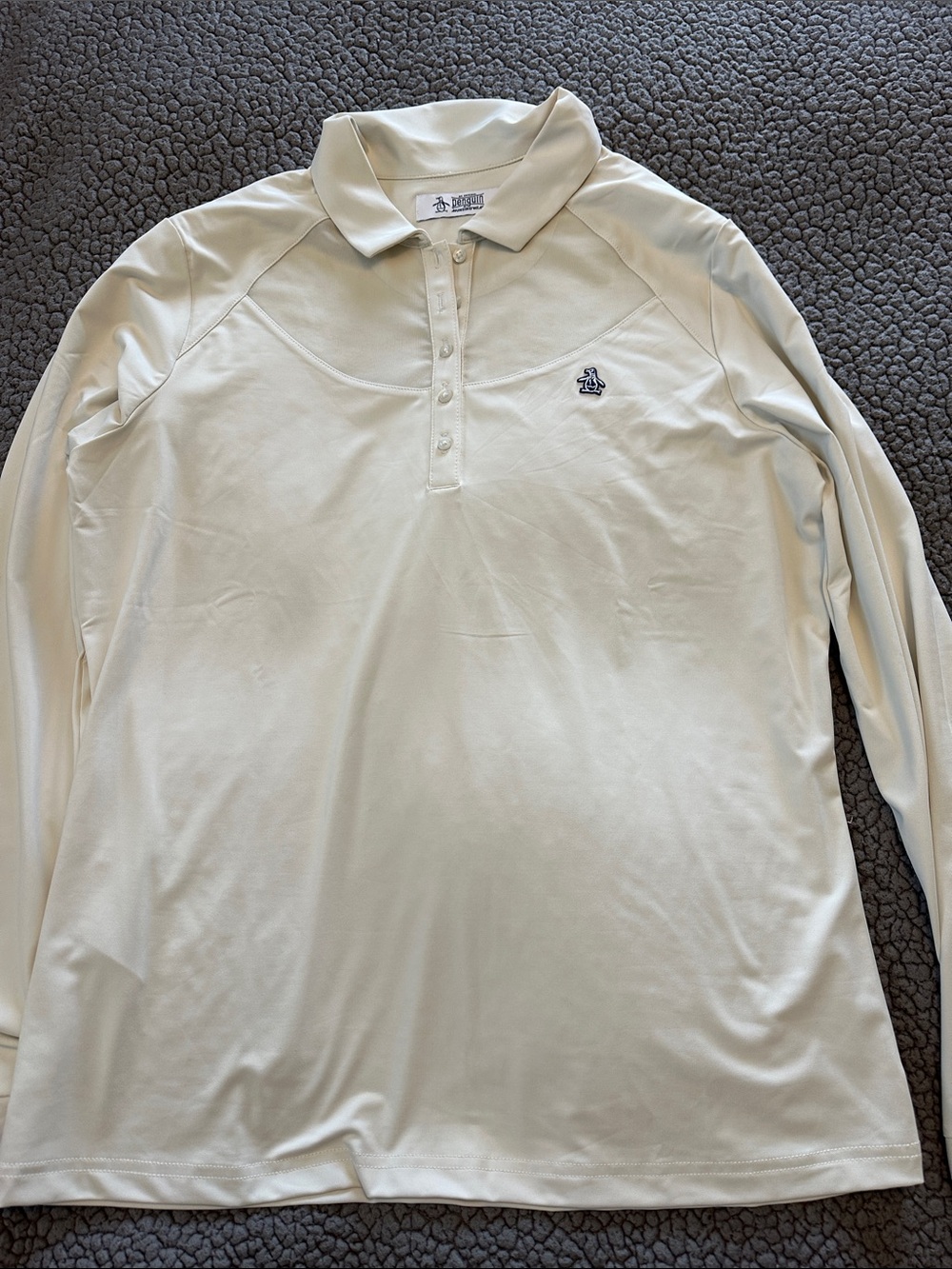 Original Penguin Long Sleeve Polo in Off-White